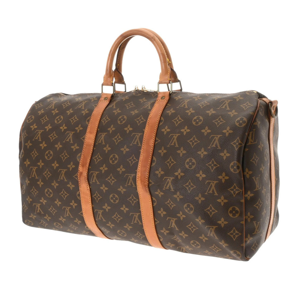Louis Vuitton Canvas Bandoulire Bag Boston Monogram Brown Keepall Brown